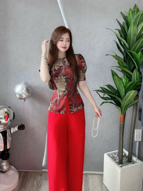 Festive Peplum Top & Palazzo Set